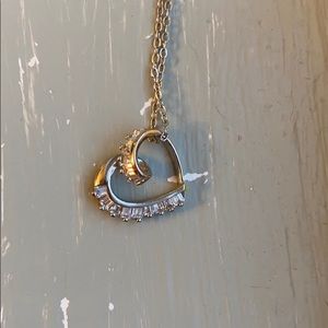 Cubic Zirconia Silver Heart Necklace